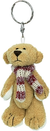 Plysvedhæng med bamse 11 cm – Cremefarvet