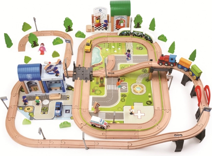 2Kids Toys træ-togbane by og landsby 200 dele
