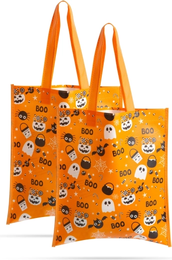 Sæt med orange Halloween-gaveposer, 27 × 31 cm, 2 stk.