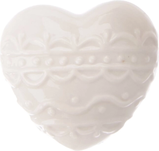 Porcelænshjerte hvidt 6 × 4 × 6 cm