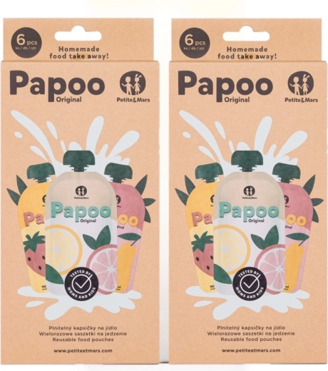 Petite&Mars genopfyldelige madposer Papoo Original 1+1 gratis (12 stk)