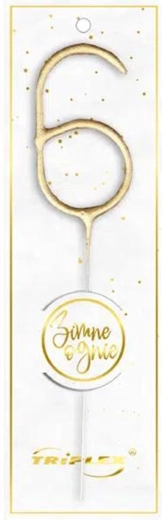 Stjernekaster tal 6, guld 16,5 cm