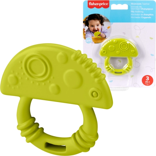 Grønt babybidelegetøj formet som en svamp – blødt og tekstureret FISHER-PRICE