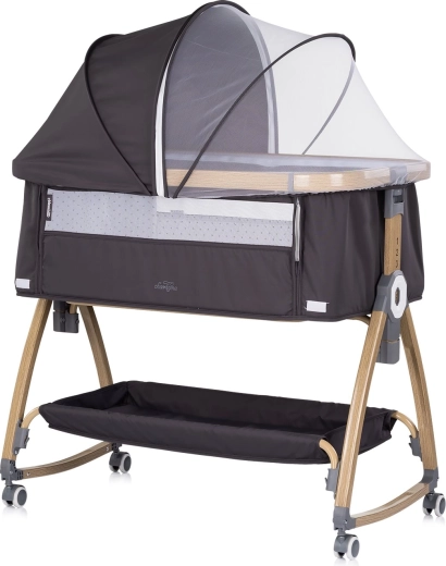 Chipolino bedside babyseng Charisma 2i1 charcoal/wood