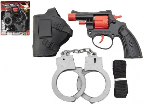 børne kapselpistol med hylster og håndjern 13 cm