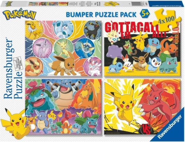Pokémon puslespil 4x100 stykker