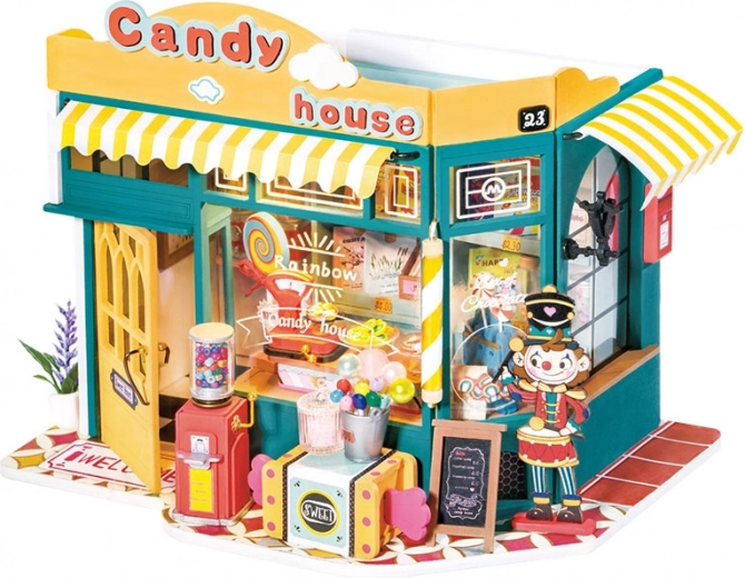 ROBOTIME ROLIFE slikbutik CANDY HOUSE – 3D miniatures hus DIY med LED-belysning