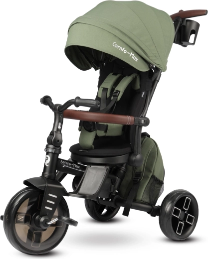 Qplay trehjulet cykel Comfo Max 7i1 olivengrøn (10–72 måneder)