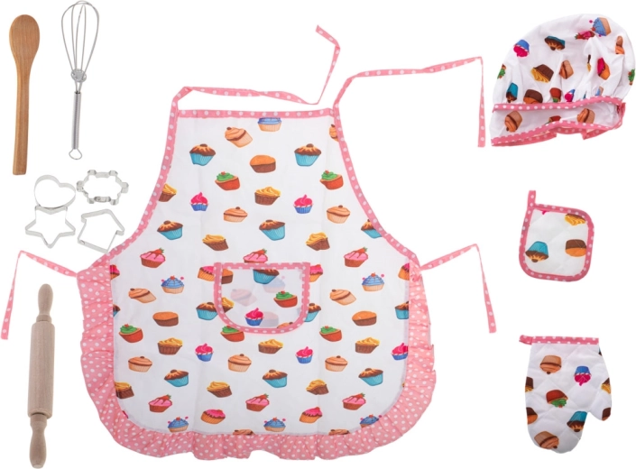 Børnekøkkensæt med hat, forklæde og redskaber