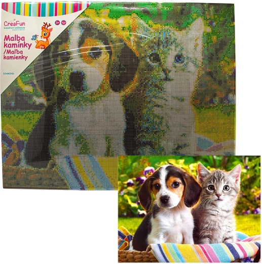Diamantmaling – hund og kat 40 × 50 cm