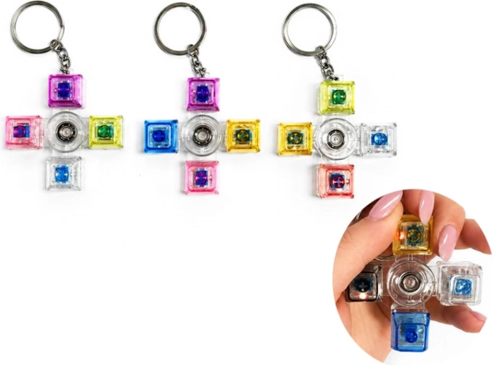 Sensorisk klik-nøglering med spinner og lys - 1 stk.