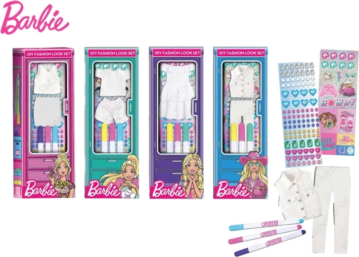 Barbie modetilbehør med tuscher – kreativt sæt i æske