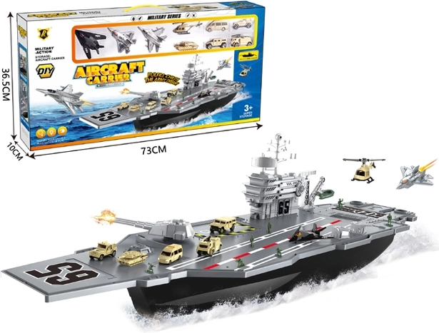 militært hangarskib med jægere