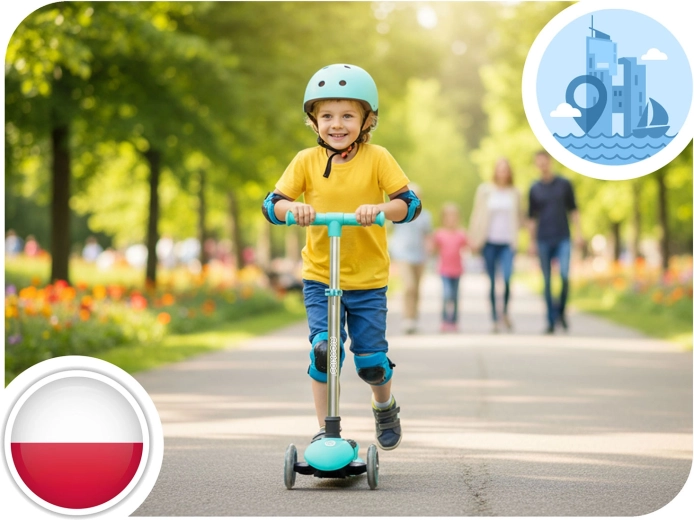 Stabil trehjulet konstruktion med balance-styring