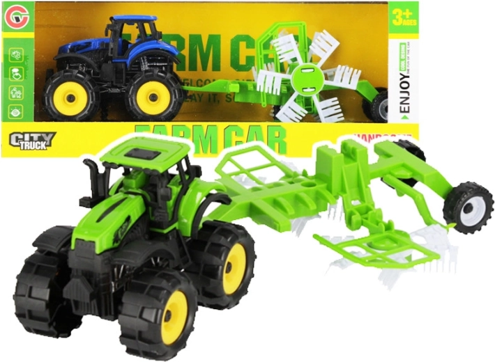Farmtraktor med rive (pull-back)