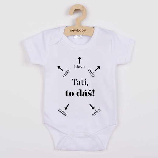 Babybody med print New Baby Far, du klarer det! – kortærmet