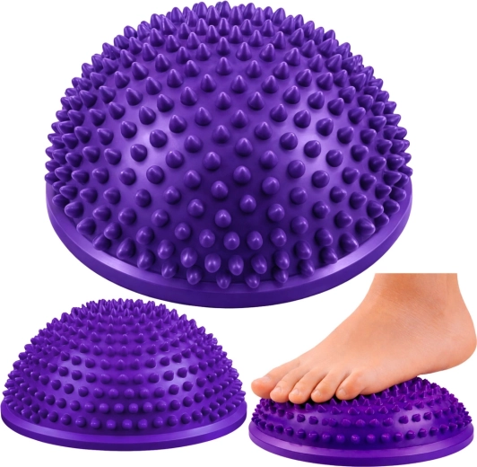 Halvkugle til balancetræning og fodmassage, lilla 16 cm