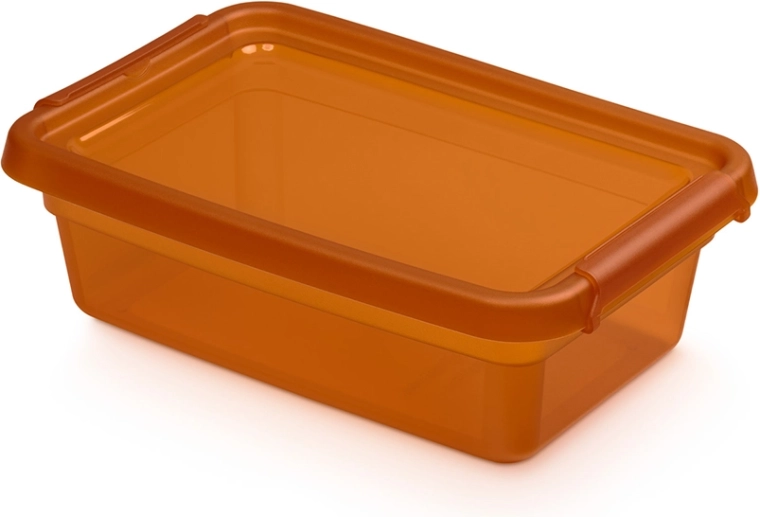 Basestore opbevaringsboks med låg og klips, amber 3 l (19 × 28 × 9 cm)