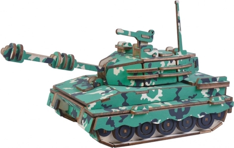 Woodcraft træ 3D-puslespil – mellemstor kampvogn