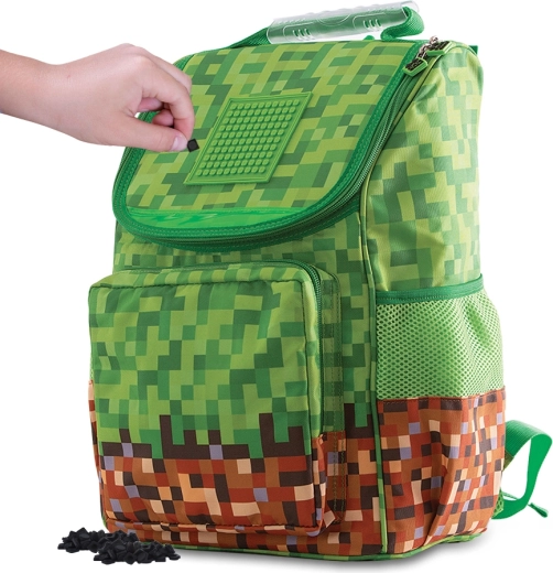Pixie crew skoletaske grøn-brun med pixelpanel
