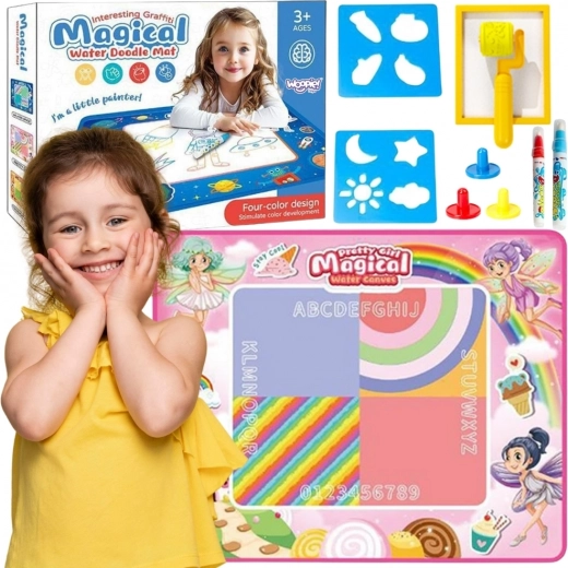 Woopie vandtegningsmåtte XXL 100 × 80 cm – feer, lyserød