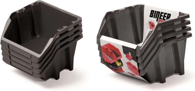 Sæt af opbevaringsbokse Bineer Short, 4 stk., 272 × 238 × 236 mm, sort