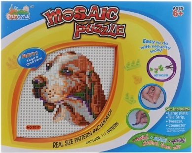 Mosaik hund – kreativt plast-mosaiksæt til børn