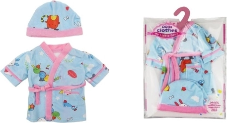 Blå badekåbe med hue til dukker 40-45 cm
