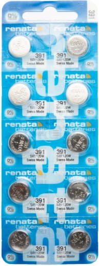 Renata 391 knapcellebatteri til ure 1,55 V 50 mAh, pakke med 10 stk.