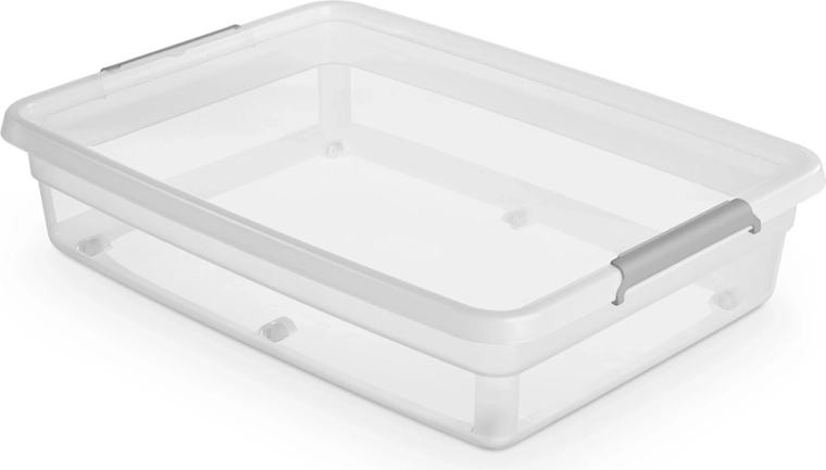 Basestore rullende opbevaringsboks med låg og clips 60 l