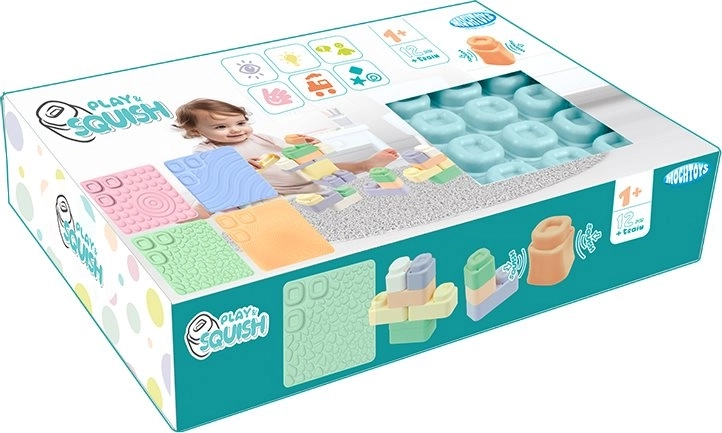 Sensoriske måtter og 24 bløde klodser MOCHTOYS Play & Squish