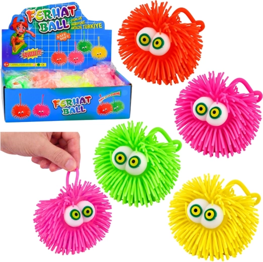Lysende pufferbold med øjne LED – antistress sensorisk squishy, mix af farver
