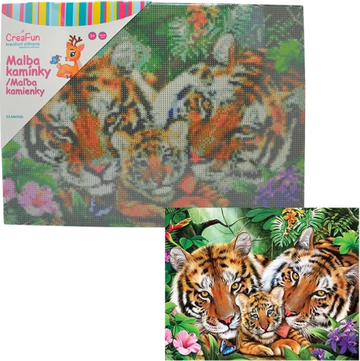 Diamantmaling – tigerfamilie 30 × 40 cm