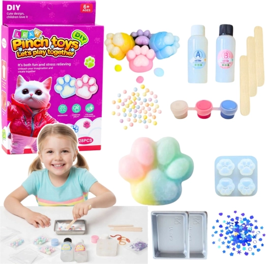 Kreativt DIY-sæt til at lave squishy kattepote, 28 dele