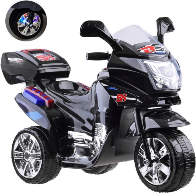 Elektrisk børnemotorcykel med LED-lys – sort