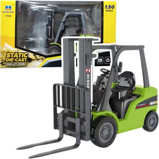 Metalvogn Huina med bevægelige gafler grøn 1:50