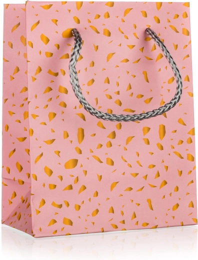 Gavepose S lyserød med gyldne elementer 11 × 14 × 6 cm