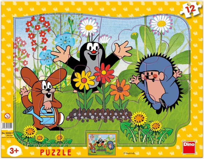 Dino papirpuzzle Muldvarp gartner 12 brikker