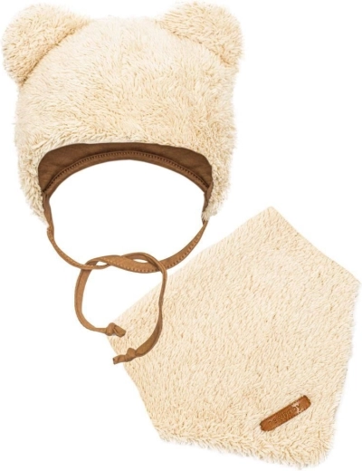 Vinter babysæt New Baby Teddy bear hue og halstørklæde beige
