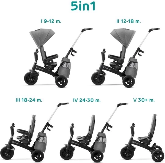 Kinderkraft trehjulet cykel Easytwist platinum grey