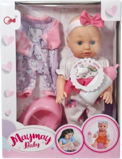 Babydokke med tissefunktion og tilbehør - 1 stk.