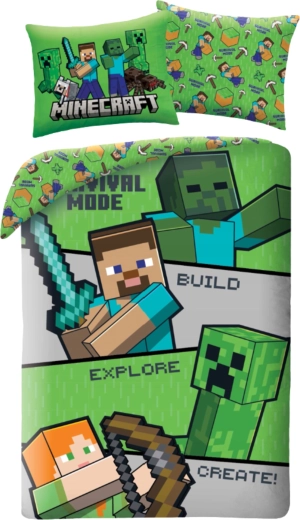 Minecraft Survival Mode-sengesæt til børn i mikrofiber