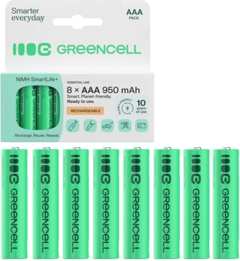 Green Cell genopladelige AAA-batterier (HR03) 950 mAh 1,2 V, 8 stk.