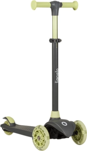 Børne-trehjulet løbehjul LIONELO Jessy Grey Green med LED-hjul