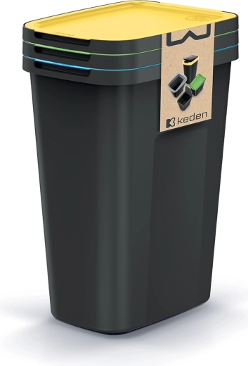 Sæt affaldsspande COMPACTA Q FLAP PLUS 3×35 l, sort