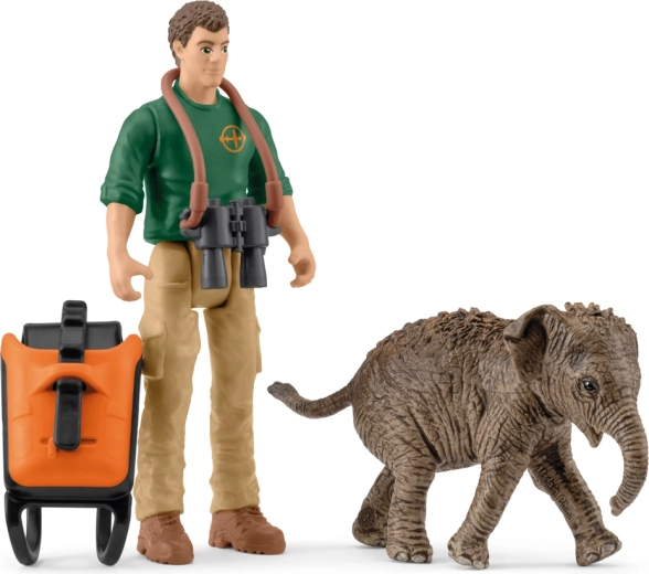 Schleich Pocket Set – opdagelsesrejsende på ekspedition med unge af indisk elefant