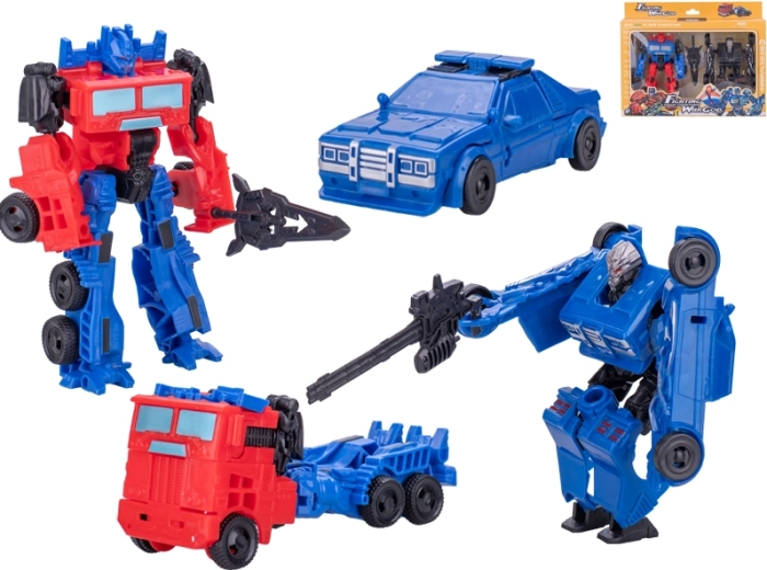 Transformerende bil/robot 13 cm – sæt med 2 stk.