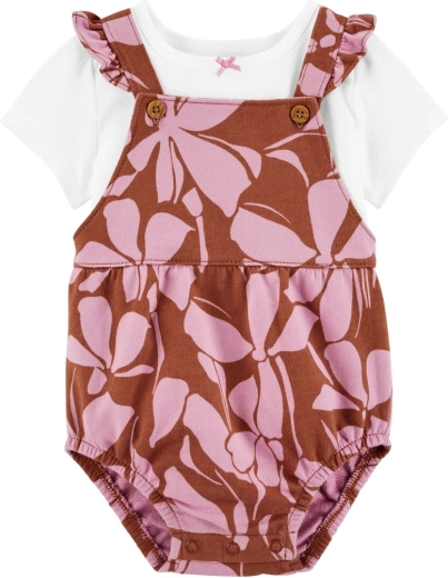 Carter's 2-delt babysæt – kortærmet T-shirt og selebukser, pink blomster