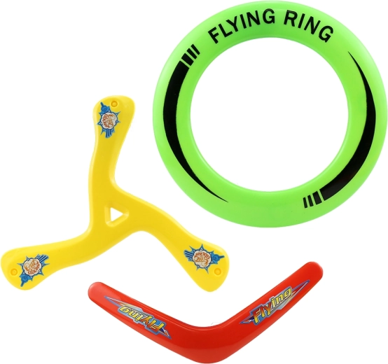 Udendørs flyvende diske – sæt med 3 stk. (ring, boomerang, tredobbelt boomerang)
