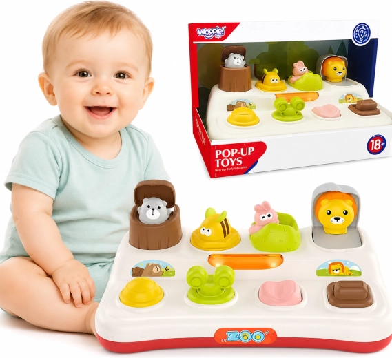 WOOPIE Baby pædagogisk Pop Up-legetøj med zoo-dyr